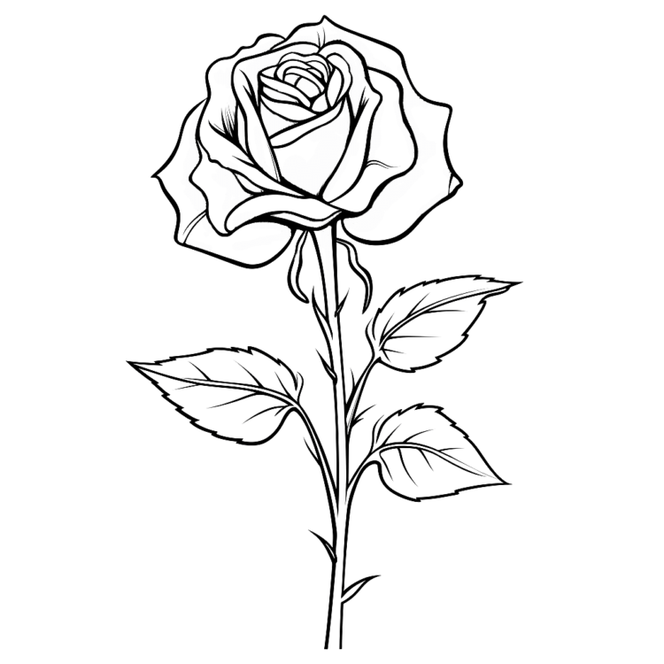 Ausmalbild Langstielige Rose