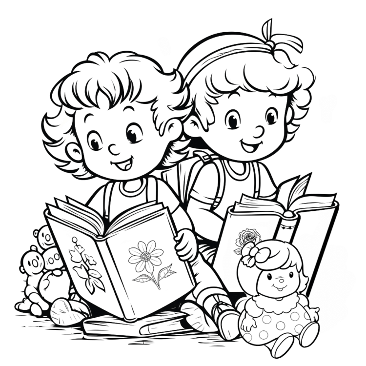 Ausmalbild Mädchen studieren