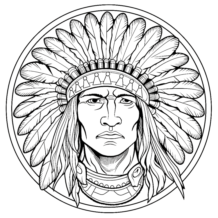 Ausmalbild Malvorlage Mandala Indianer