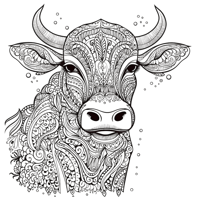 Mandala cow coloring page