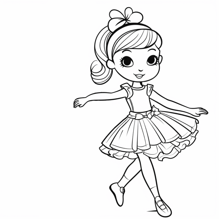 Dibujo para colorear linda bailarina