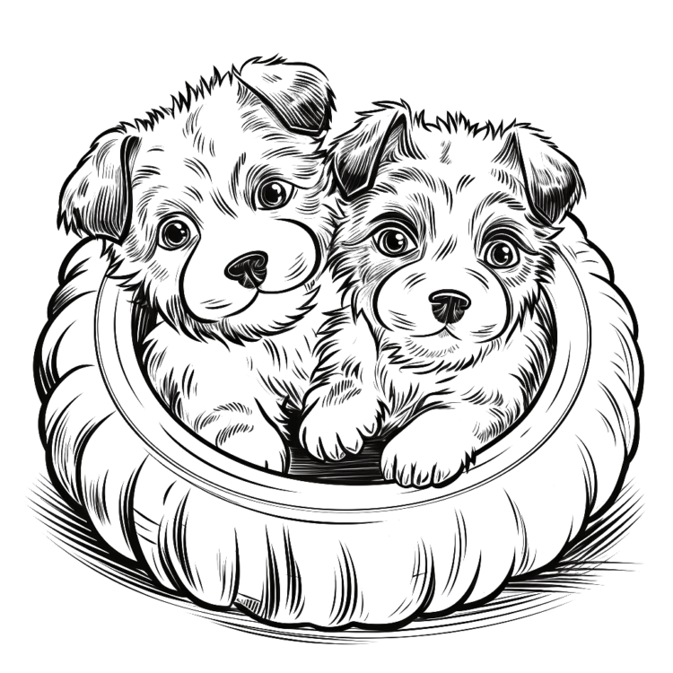 Dibujo para colorear lindos cachorros