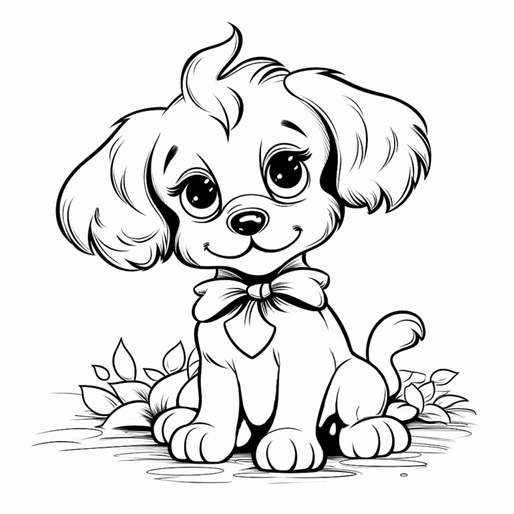 Dibujo para colorear lindo cachorro