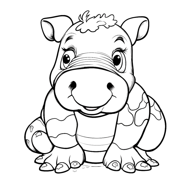 Coloring picture hippopotamus
