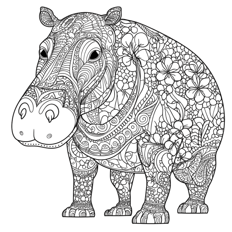 Dibujo para colorear de hipopótamo