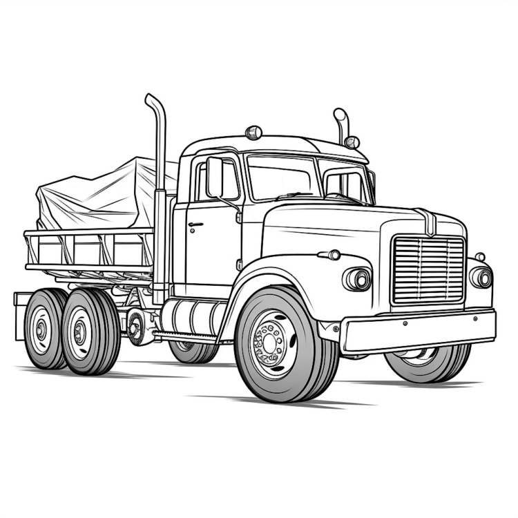 Dibujo para colorear camión de plataforma