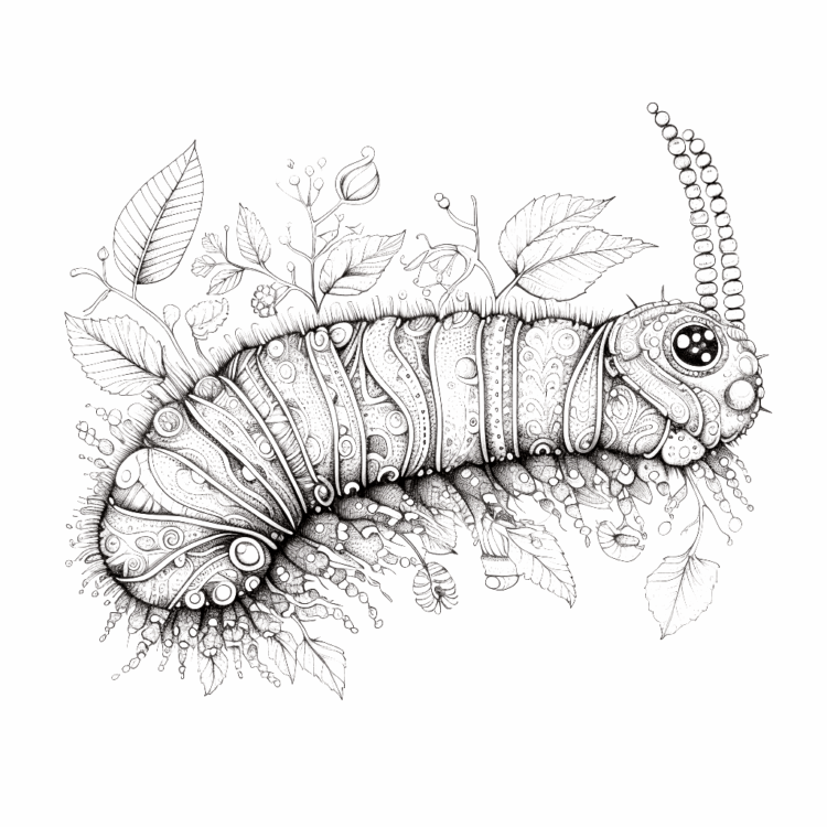Dibujo para colorear página para colorear de la oruga
