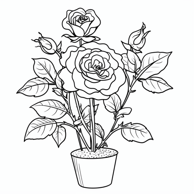 Dibujo para colorear rosal