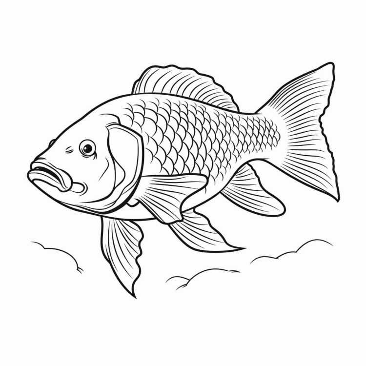 Ausmalbild Schwimmender Fisch