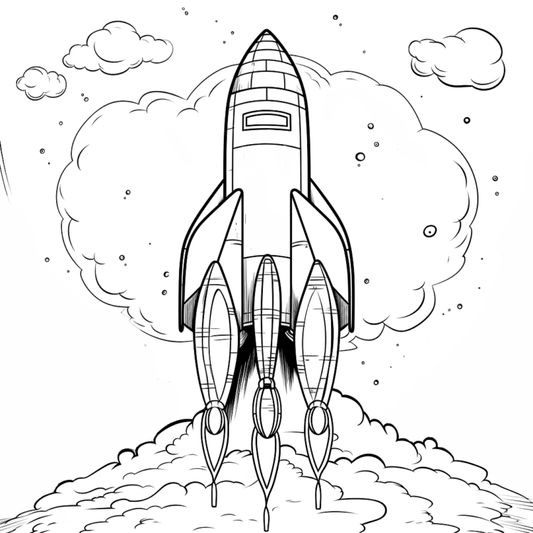 Dibujo para colorear cohete de juguete