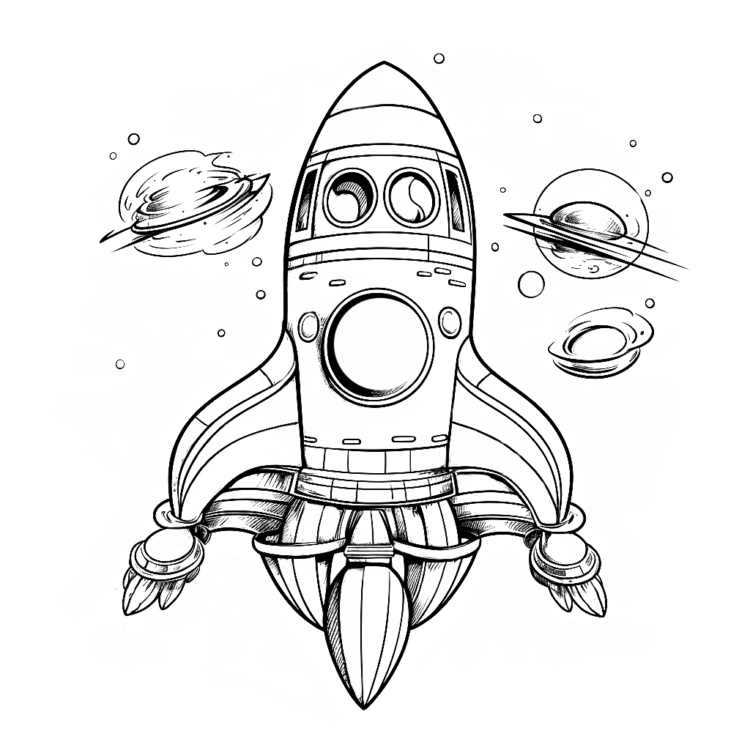 Ausmalbild Spielzeug Weltraumrakete