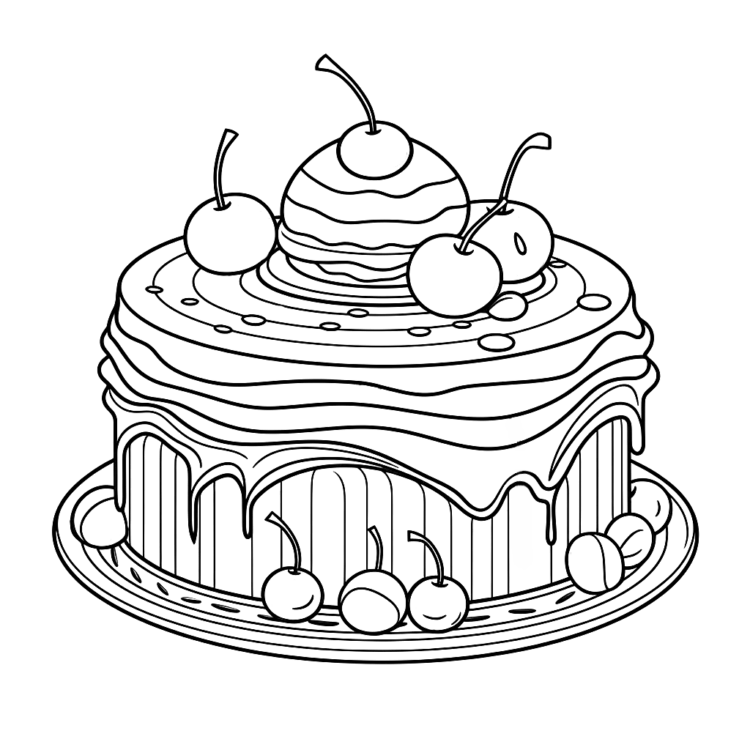 Dibujo para colorear tarta dulce