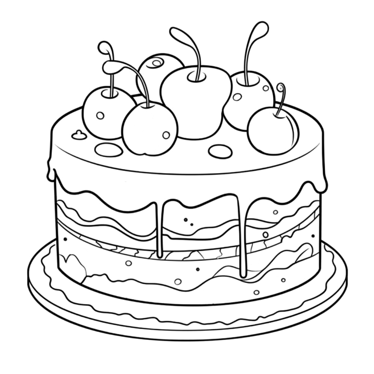 Coloring picture cake fruit