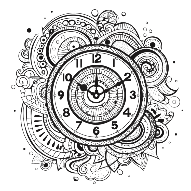Coloring picture clock mandala