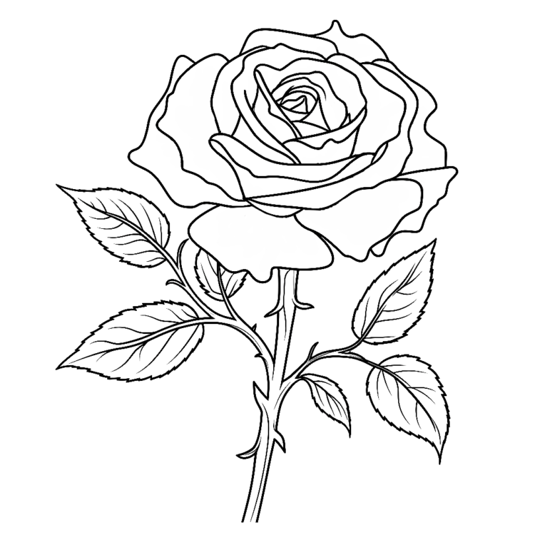 Dibujo para colorear Rosa de San Valentín