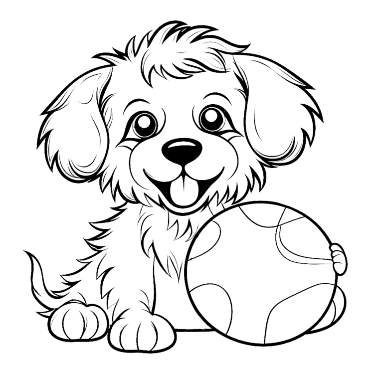 Playful dog coloring page