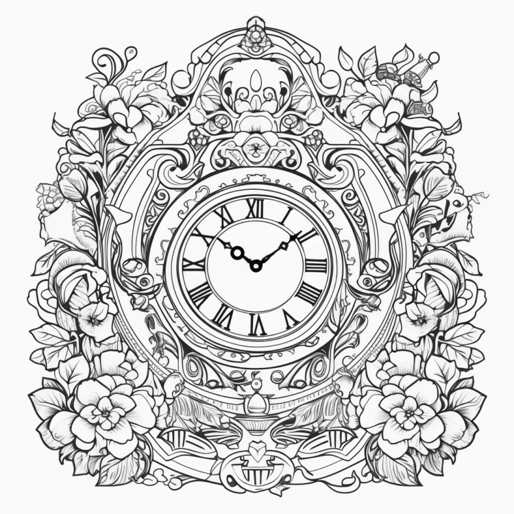 Coloring picture vintage clock