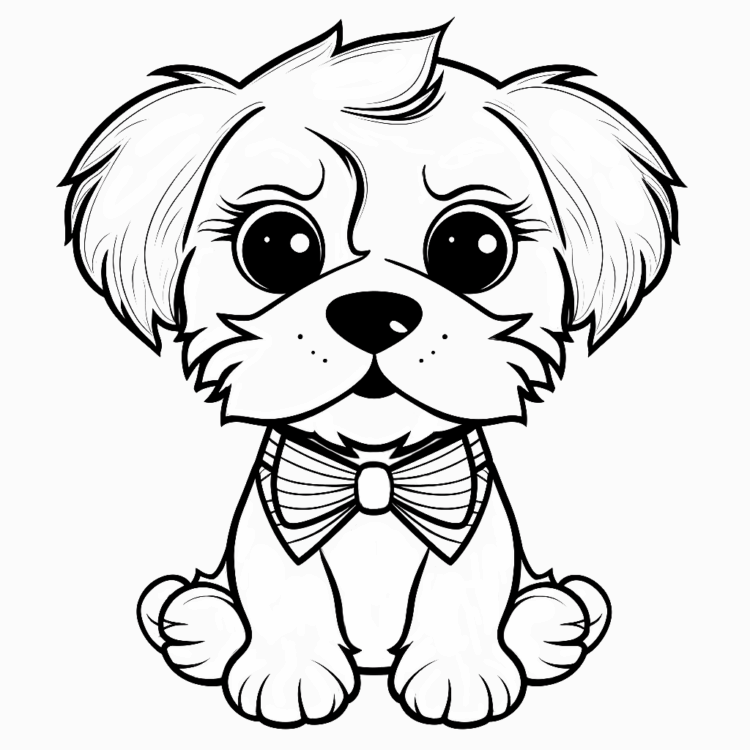 Dibujo para colorear cachorro con pajarita