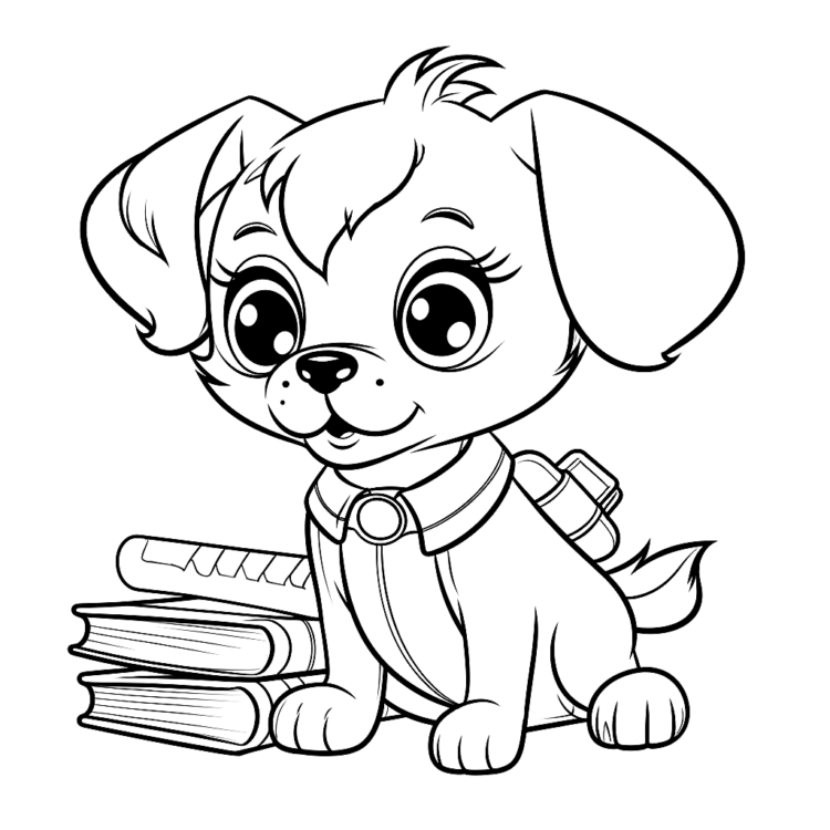 Cachorros y libros para colorear