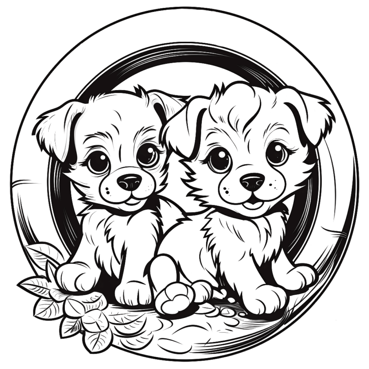 Dibujo para colorear cachorros sobre neumáticos