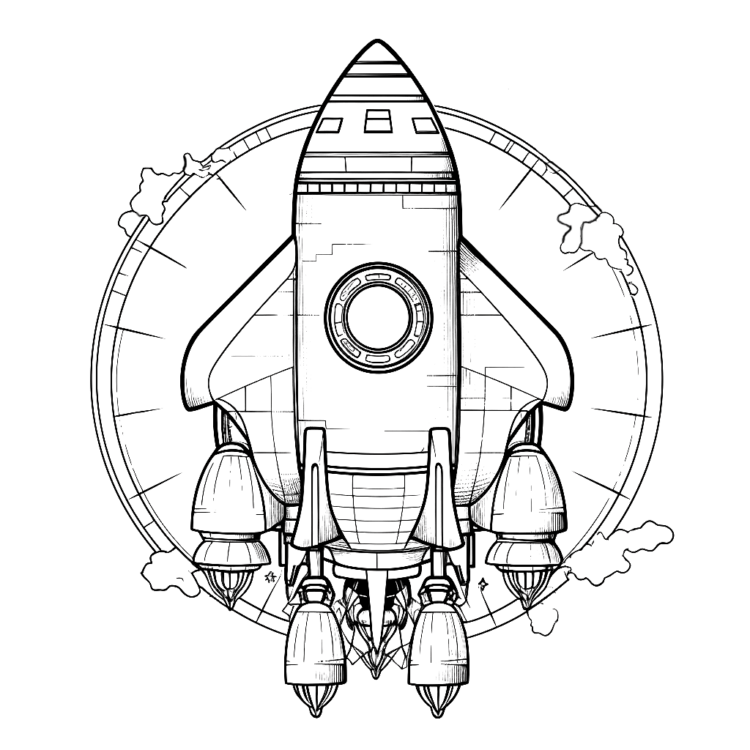 Space rocket coloring page