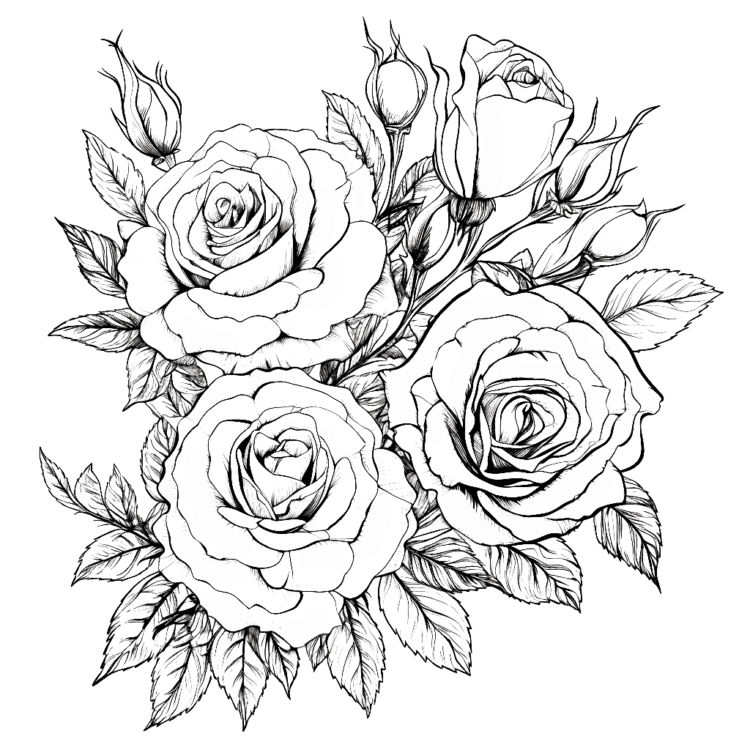 Ausmalbild Wunderschöne Rosen