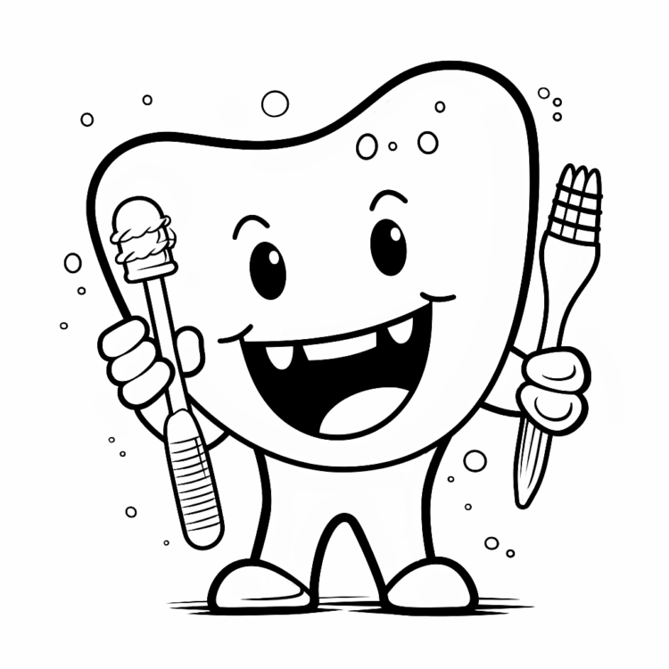Coloring picture tooth and toothbrushes