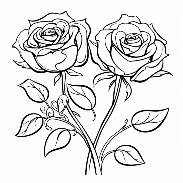 Ausmalbild Zwillingsrosen