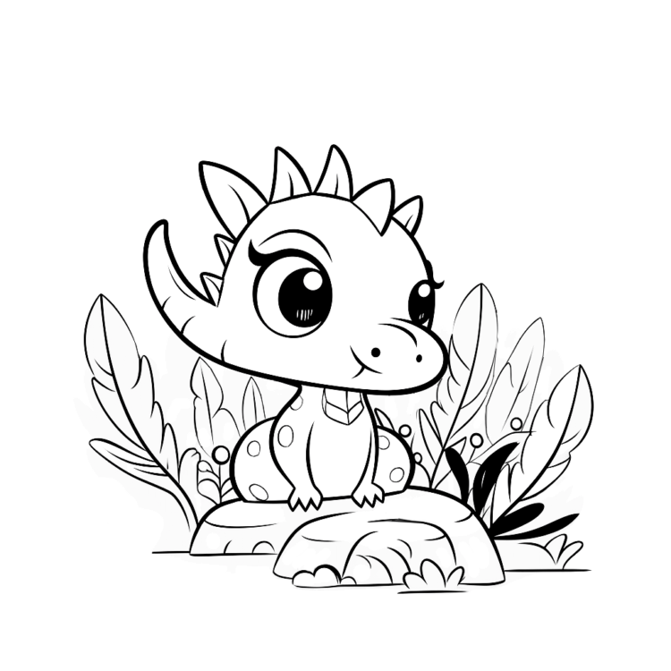 Dibujo para colorear de un bebé dragón