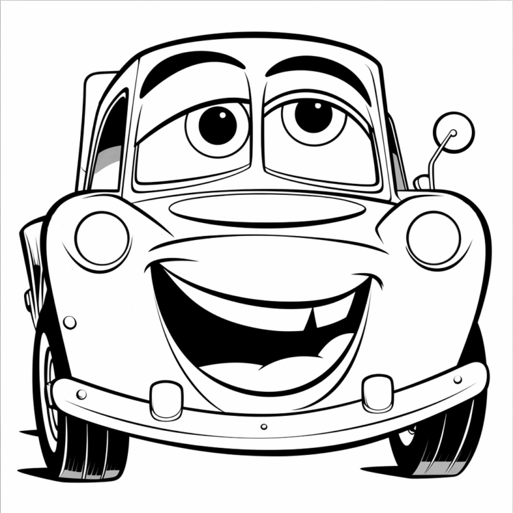 Dibujo para colorear coche de película feliz
