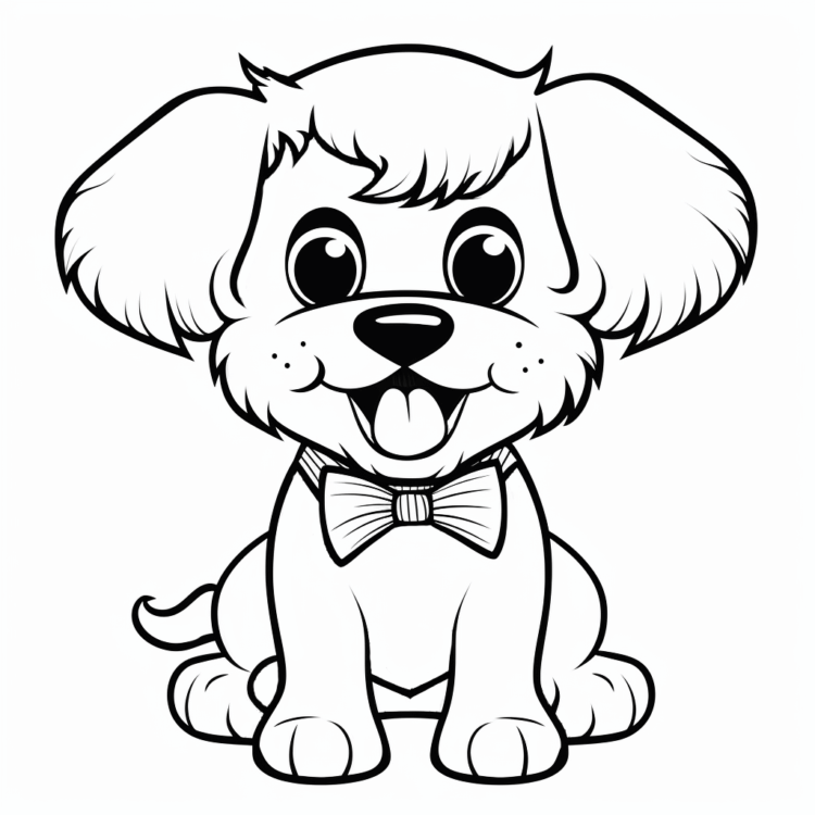 Dibujo para colorear perrito feliz