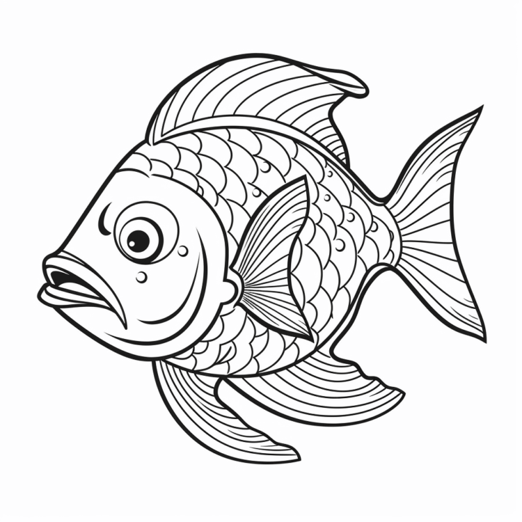 Ausmalbild großer Fisch