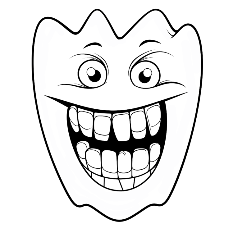 Dibujo para colorear diente espeluznante