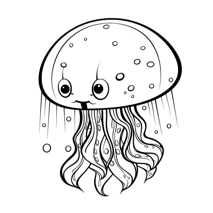 Dibujo para colorear medusa kawaii