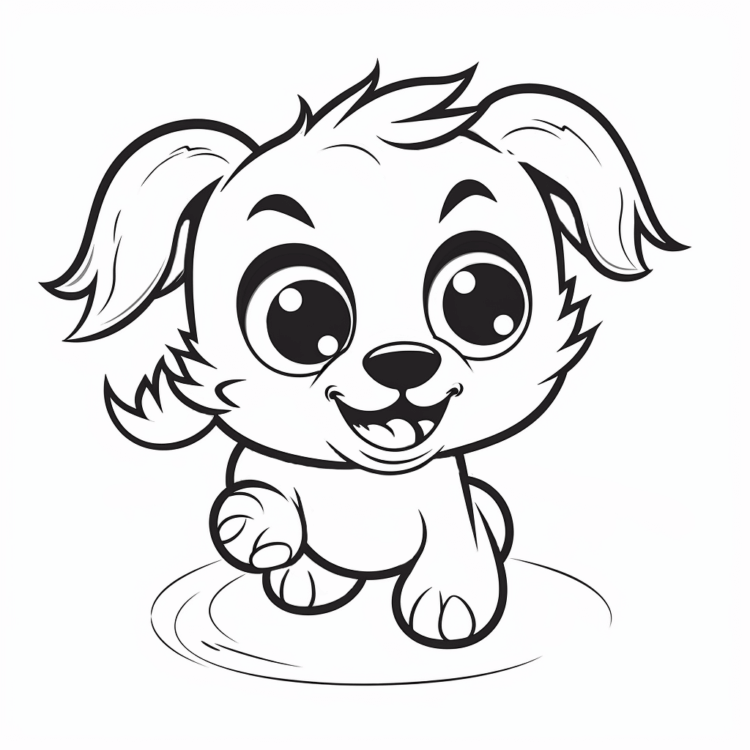 Dibujo para colorear cachorro corriendo