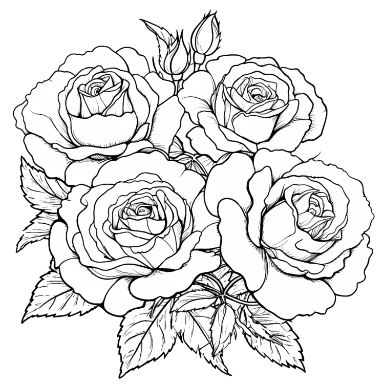 Ausmalbild schöne Rosen