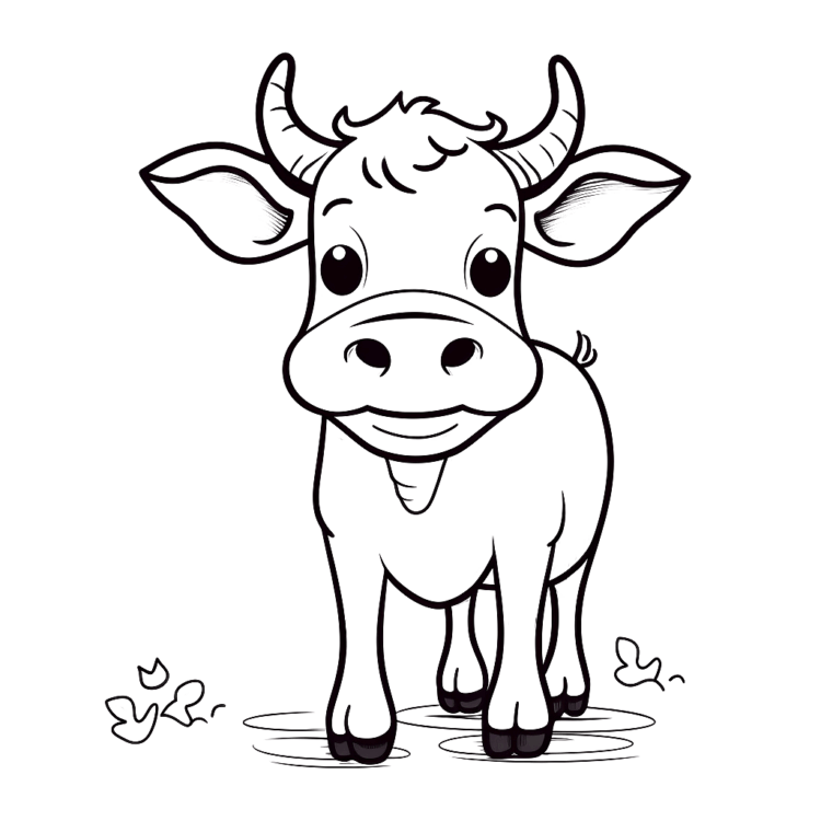 Dibujo para colorear ternera mona