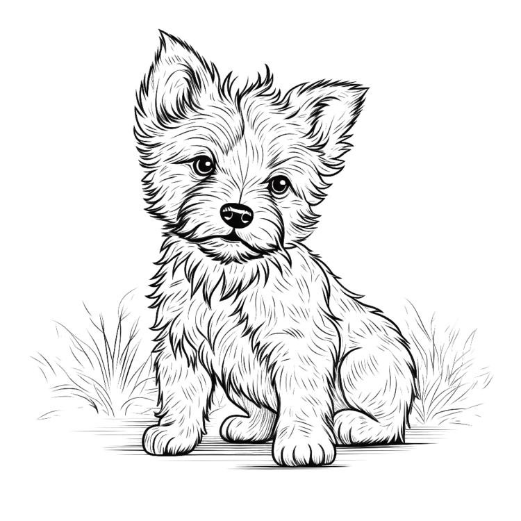 Dibujo para colorear perrito triste