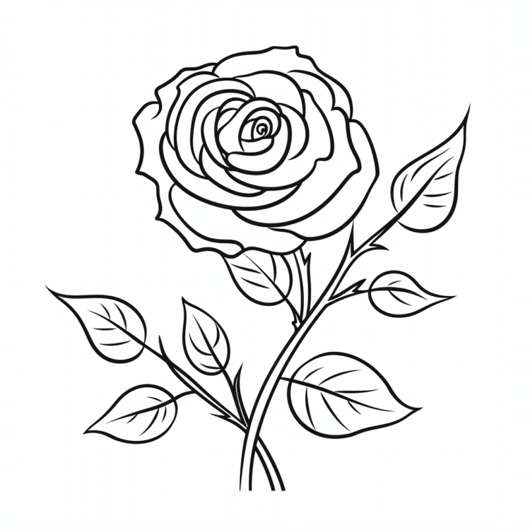 Dibujo para colorear flor rosa