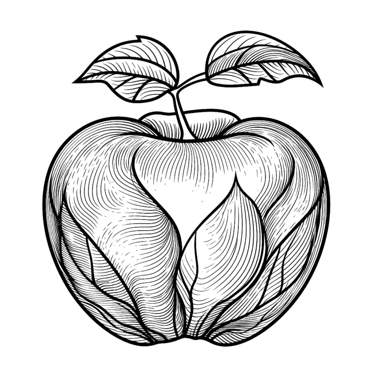 Ausmalbild Apfel Skizze