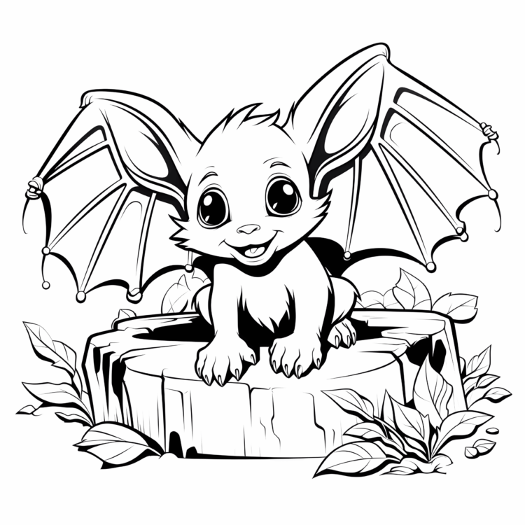 Dibujo para colorear murciélago bebé