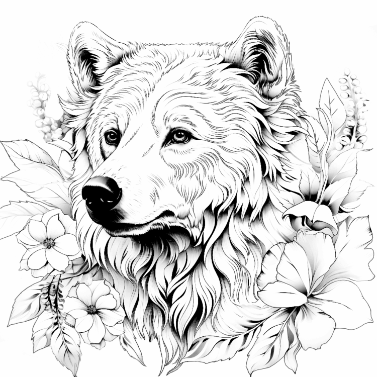 Oso y flores