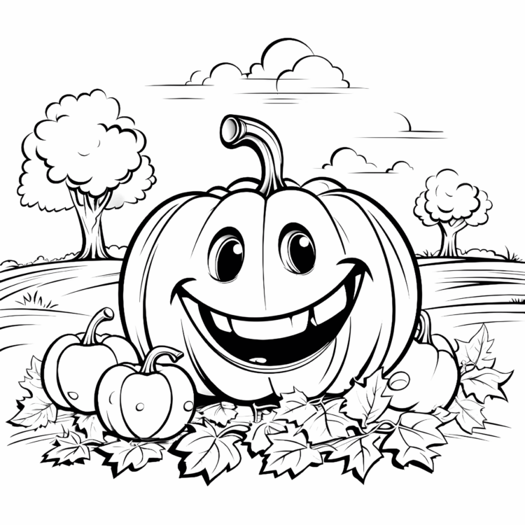 Dibujo para colorear calabaza de granja