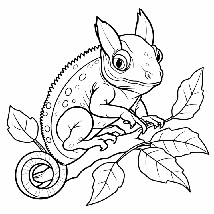Coloring picture tree leaves and chameleon