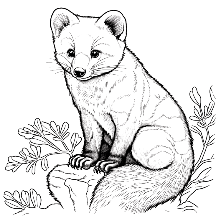 Coloring picture pine marten