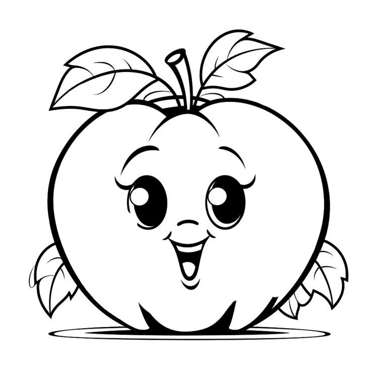 Ausmalbild Blättriger Apfel