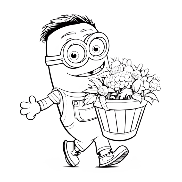Coloring picture flowers from Minion