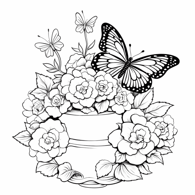 Dibujo para colorear tarta mariposa cremosa