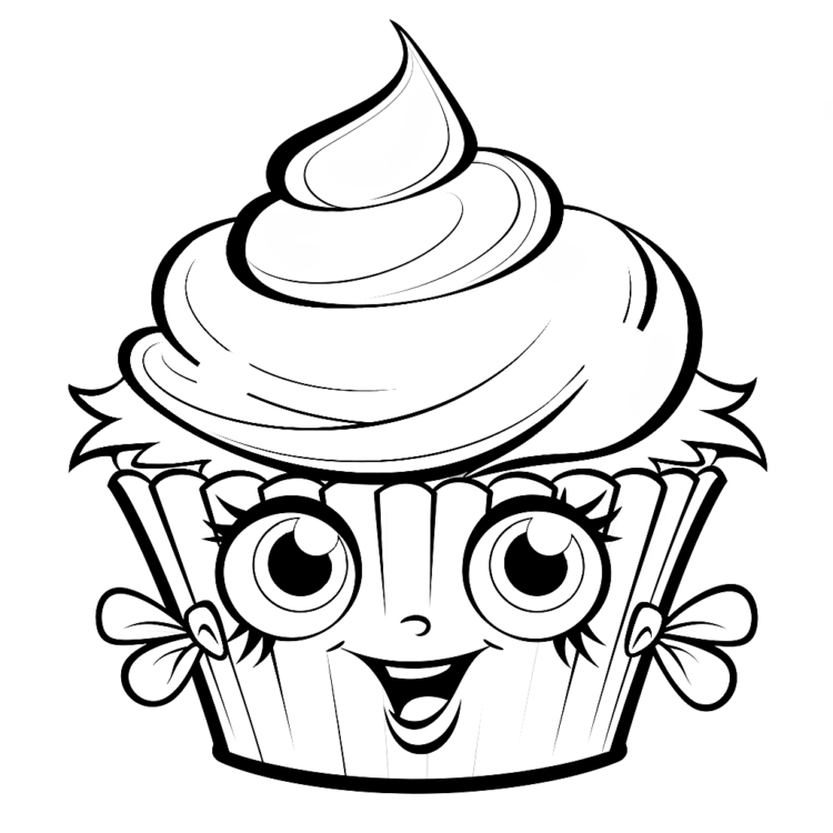 Ausmalbild Cupcake mit Schleife