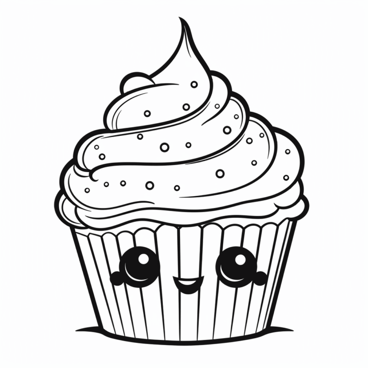 Ausmalbild Cupcake mit Schokoladenstückchen